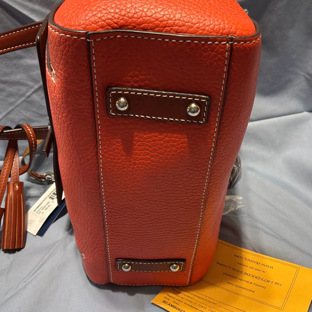 NWT Dooney & Bourke Cambridge Pebble Leather Shopper, Color Persimmon - Picture 4 of 10